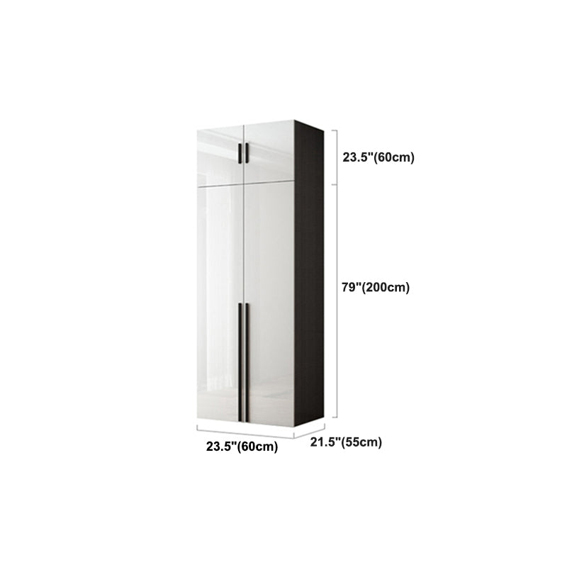 Mirrored Finish Cabinet with Hinged Doors Contemporary White Storage Cabinet