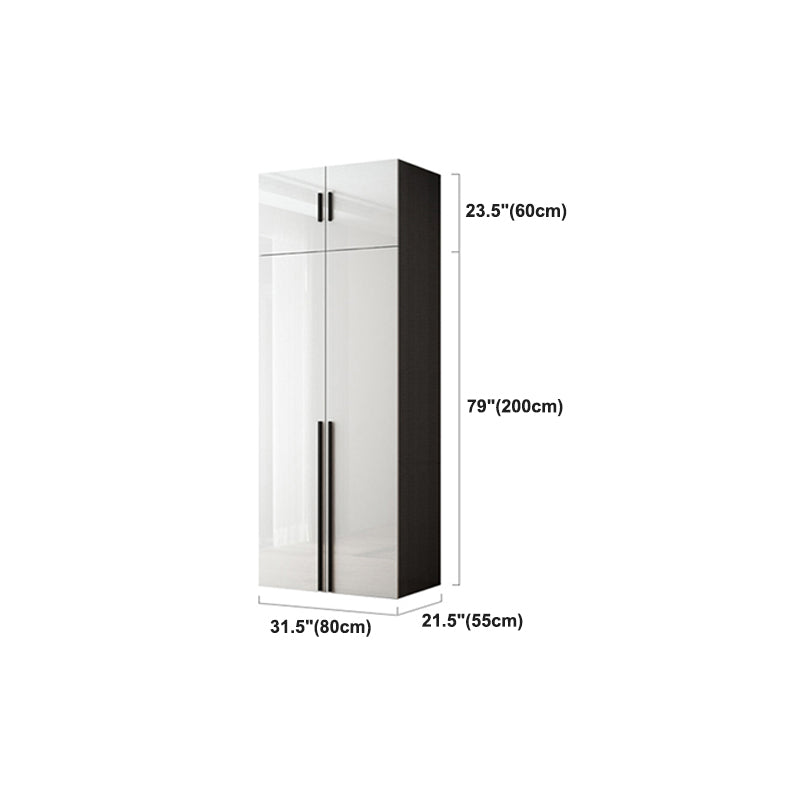 Mirrored Finish Cabinet with Hinged Doors Contemporary White Storage Cabinet