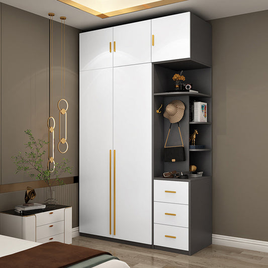 Witte kleur houten garderobe zachte close deur garderobe kast voor thuis