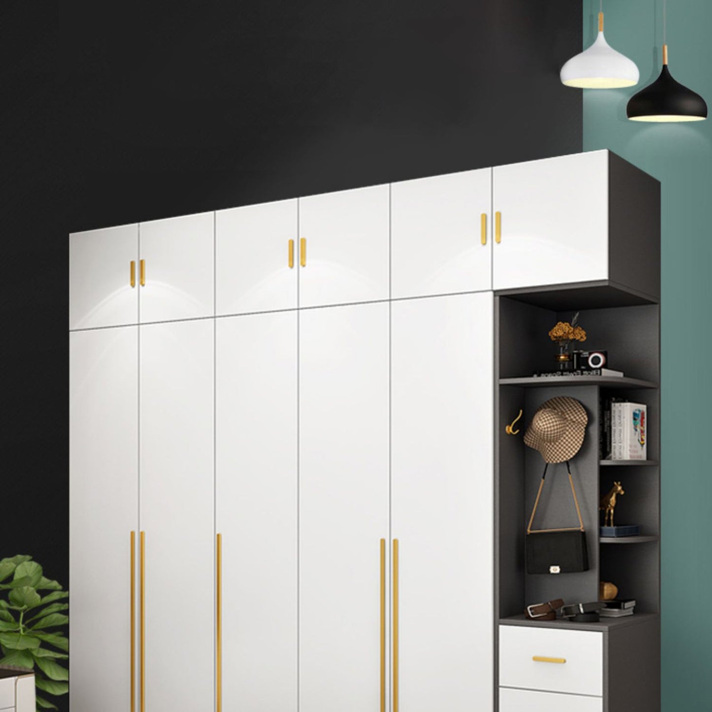 Color blanco Armario de madera Armario de armario de puerta cerrada para casa para casa