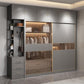 Contemporary Glass Wardrobe Gray Colour Wardrobe Closet with Garment Rod