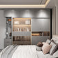 Contemporary Glass Wardrobe Gray Colour Wardrobe Closet with Garment Rod