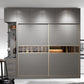 Contemporary Glass Wardrobe Gray Colour Wardrobe Closet with Garment Rod