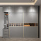 Contemporary Glass Wardrobe Gray Colour Wardrobe Closet with Garment Rod