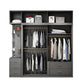 Contemporary Glass Wardrobe Gray Colour Wardrobe Closet with Garment Rod