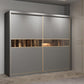 Contemporary Glass Wardrobe Gray Colour Wardrobe Closet with Garment Rod