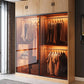 Brown Contemporary Wardrobe Cabinet Engineered Wood and Glass Wardrobe Closet