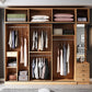 Brown Contemporary Wardrobe Cabinet Engineered Wood and Glass Wardrobe Closet