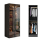 Brown Cabinet with Glass Doors Modern Hinged Door Wardrobe for Home
