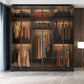 Brown Cabinet with Glass Doors Modern Hinged Door Wardrobe for Home