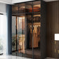 Brown Cabinet with Glass Doors Modern Hinged Door Wardrobe for Home