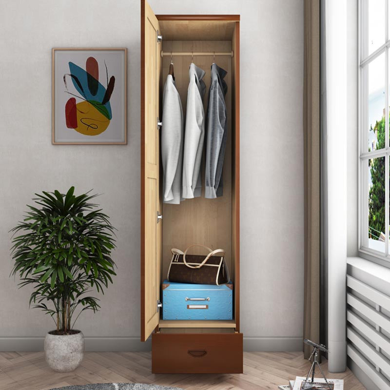 74.8"H Traditional Rubberwood Storage Cabinet with Garment Rod Matte Finish Cabinet Clearhalo 'Armoires & Wardrobes' 'armoires_wardrobes' 'Bedroom Furniture' 'furn' 'furn_armoires_wardrobes' 'Furniture' 5933233