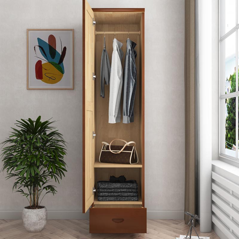 74.8"H Traditional Rubberwood Storage Cabinet with Garment Rod Matte Finish Cabinet Clearhalo 'Armoires & Wardrobes' 'armoires_wardrobes' 'Bedroom Furniture' 'furn' 'furn_armoires_wardrobes' 'Furniture' 5933234