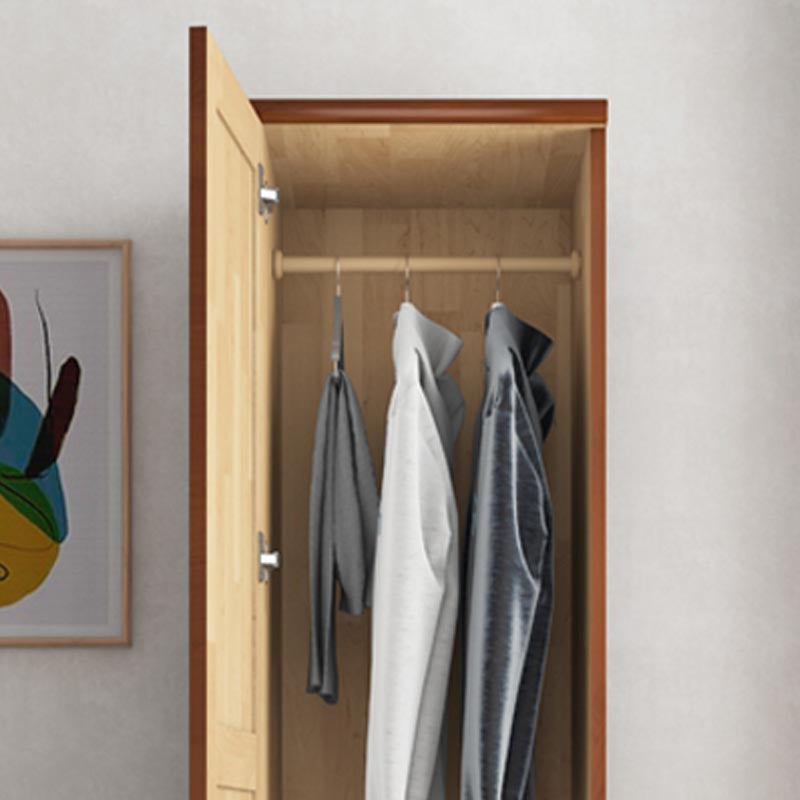 74.8"H Traditional Rubberwood Storage Cabinet with Garment Rod Matte Finish Cabinet Clearhalo 'Armoires & Wardrobes' 'armoires_wardrobes' 'Bedroom Furniture' 'furn' 'furn_armoires_wardrobes' 'Furniture' 5933235