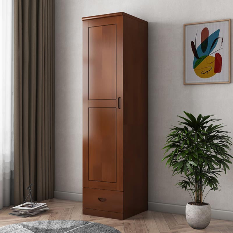 74.8"H Traditional Rubberwood Storage Cabinet with Garment Rod Matte Finish Cabinet Clearhalo 'Armoires & Wardrobes' 'armoires_wardrobes' 'Bedroom Furniture' 'furn' 'furn_armoires_wardrobes' 'Furniture' 5933239
