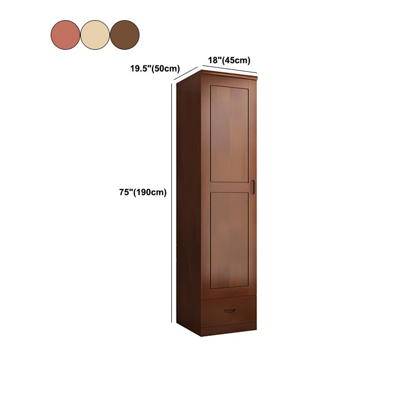 74.8"H Traditional Rubberwood Storage Cabinet with Garment Rod Matte Finish Cabinet Clearhalo 'Armoires & Wardrobes' 'armoires_wardrobes' 'Bedroom Furniture' 'furn' 'furn_armoires_wardrobes' 'Furniture' 5933242