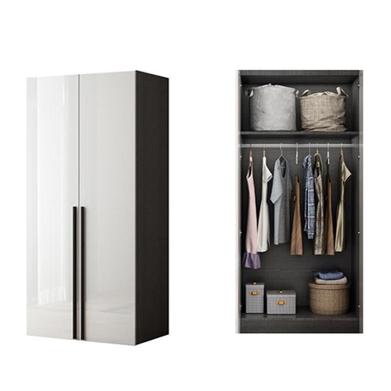 Manufactured Wood Glossy White Cabinet Modern Storage Cabinet with Hinged Doors 24"L x 22"W x 79"H Armoires & Wardrobes Clearhalo 'Armoires & Wardrobes' 'armoires_wardrobes' 'Bedroom Furniture' 'furn' 'furn_armoires_wardrobes' 'Furniture' 5933292
