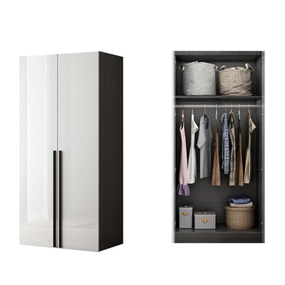 Manufactured Wood Glossy White Cabinet Modern Storage Cabinet with Hinged Doors 24"L x 22"W x 79"H Armoires & Wardrobes Clearhalo 'Armoires & Wardrobes' 'armoires_wardrobes' 'Bedroom Furniture' 'furn' 'furn_armoires_wardrobes' 'Furniture' 5933292
