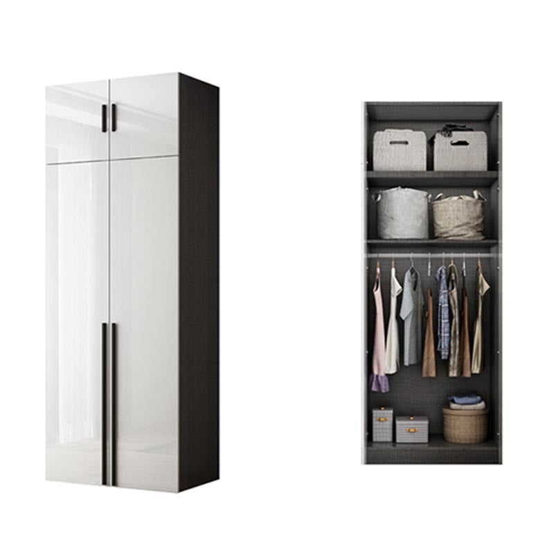 Manufactured Wood Glossy White Cabinet Modern Storage Cabinet with Hinged Doors 24"L x 22"W x 79"H Armories & Top Cabinet Clearhalo 'Armoires & Wardrobes' 'armoires_wardrobes' 'Bedroom Furniture' 'furn' 'furn_armoires_wardrobes' 'Furniture' 5933293