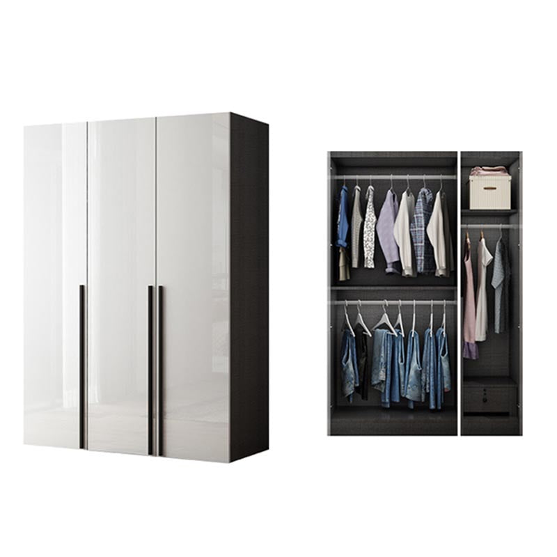 Manufactured Wood Glossy White Cabinet Modern Storage Cabinet with Hinged Doors 47"L x 22"W x 79"H Armoires & Wardrobes Clearhalo 'Armoires & Wardrobes' 'armoires_wardrobes' 'Bedroom Furniture' 'furn' 'furn_armoires_wardrobes' 'Furniture' 5933299
