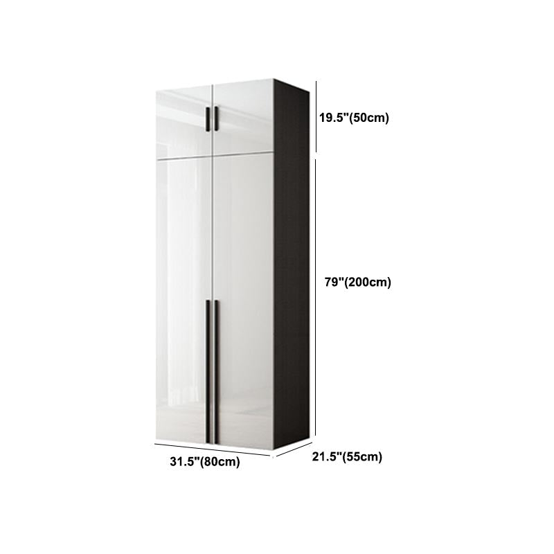 Manufactured Wood Glossy White Cabinet Modern Storage Cabinet with Hinged Doors Clearhalo 'Armoires & Wardrobes' 'armoires_wardrobes' 'Bedroom Furniture' 'furn' 'furn_armoires_wardrobes' 'Furniture' 5933306