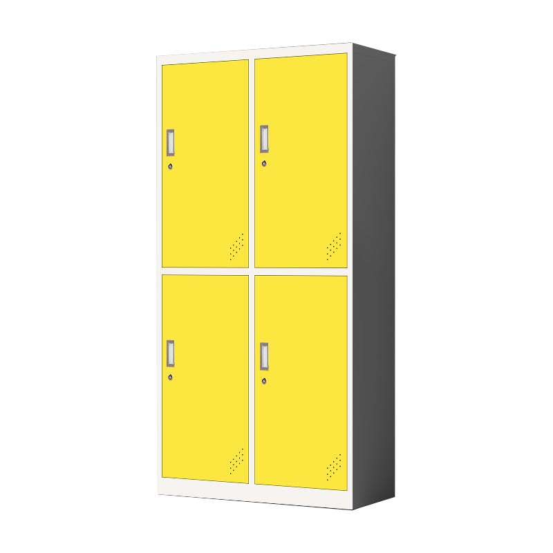 Metal Matte Finish Cabinet Contemporary Style Storage Cabinet with Hinged Doors Yellow 4 Clearhalo 'Armoires & Wardrobes' 'armoires_wardrobes' 'Bedroom Furniture' 'furn' 'furn_armoires_wardrobes' 'Furniture' 5933352