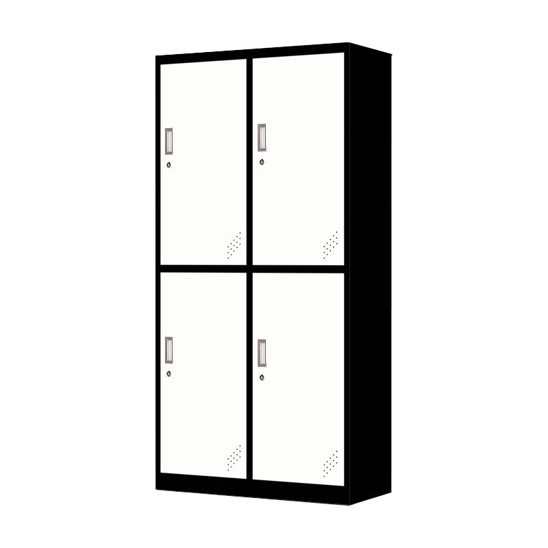 Metal Matte Finish Cabinet Contemporary Style Storage Cabinet with Hinged Doors Black White 4 Clearhalo 'Armoires & Wardrobes' 'armoires_wardrobes' 'Bedroom Furniture' 'furn' 'furn_armoires_wardrobes' 'Furniture' 5933355