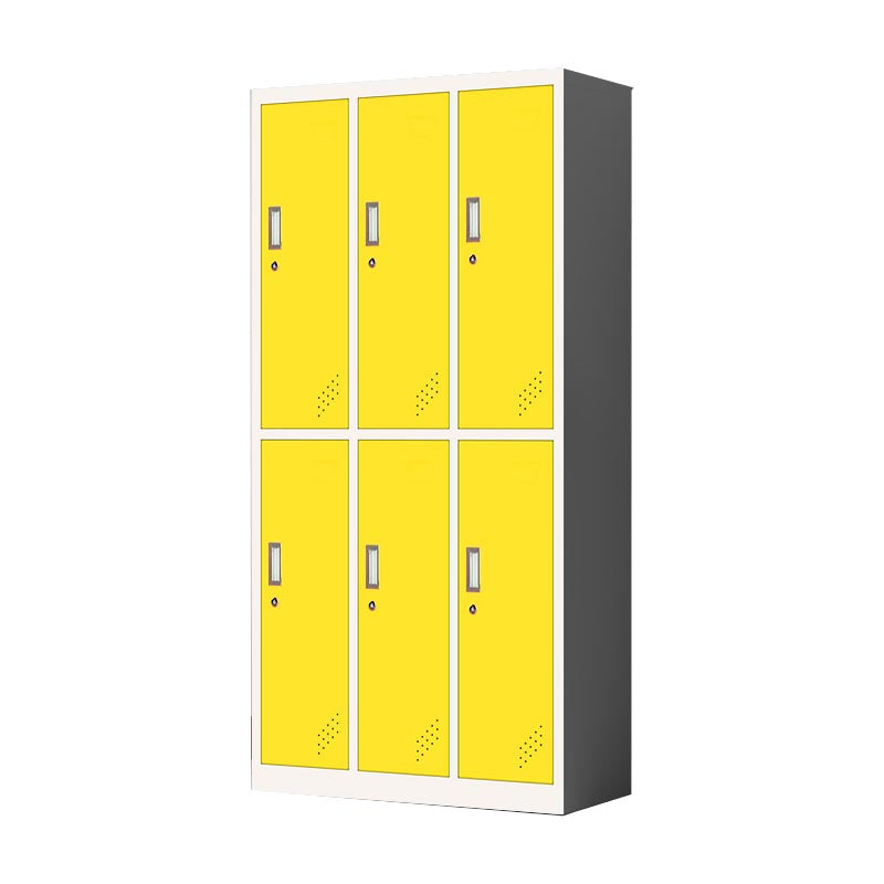 Metal Matte Finish Cabinet Contemporary Style Storage Cabinet with Hinged Doors Yellow 6 Clearhalo 'Armoires & Wardrobes' 'armoires_wardrobes' 'Bedroom Furniture' 'furn' 'furn_armoires_wardrobes' 'Furniture' 5933359