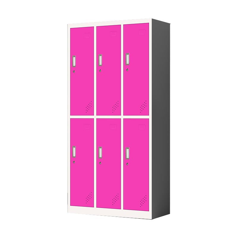 Metal Matte Finish Cabinet Contemporary Style Storage Cabinet with Hinged Doors Rose Red-White 6 Clearhalo 'Armoires & Wardrobes' 'armoires_wardrobes' 'Bedroom Furniture' 'furn' 'furn_armoires_wardrobes' 'Furniture' 5933370