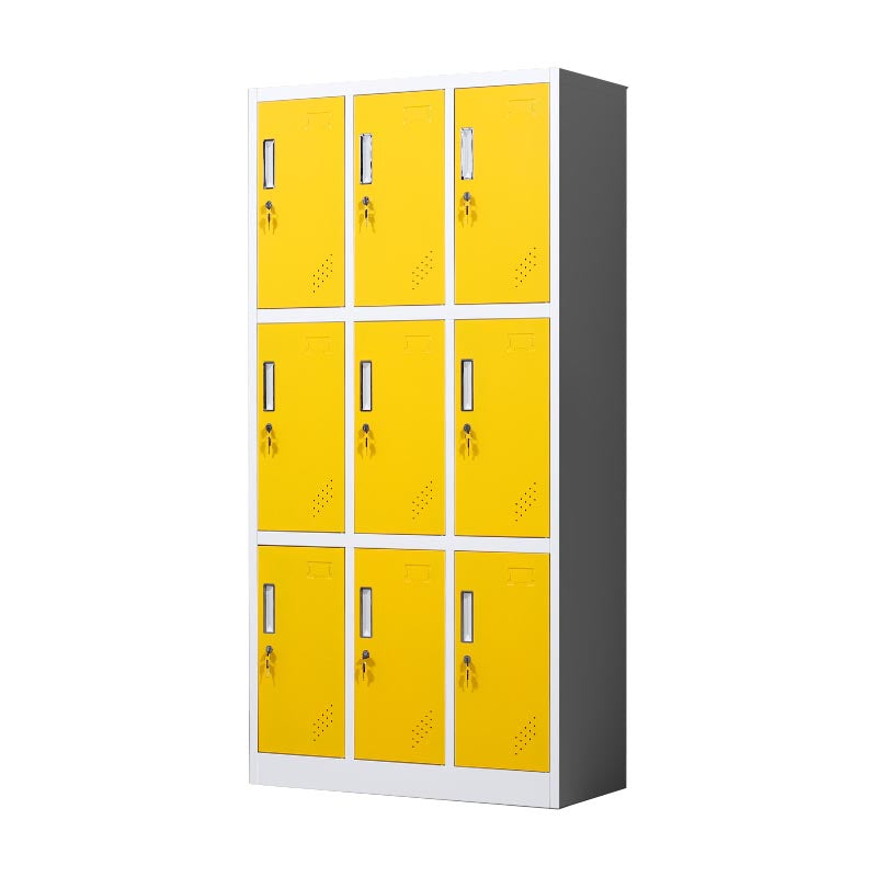 Metal Matte Finish Cabinet Contemporary Style Storage Cabinet with Hinged Doors Yellow 9 Clearhalo 'Armoires & Wardrobes' 'armoires_wardrobes' 'Bedroom Furniture' 'furn' 'furn_armoires_wardrobes' 'Furniture' 5933371