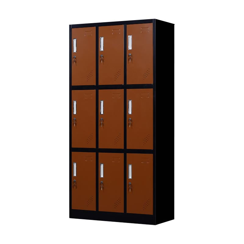 Metal Matte Finish Cabinet Contemporary Style Storage Cabinet with Hinged Doors Brown 9 Clearhalo 'Armoires & Wardrobes' 'armoires_wardrobes' 'Bedroom Furniture' 'furn' 'furn_armoires_wardrobes' 'Furniture' 5933372