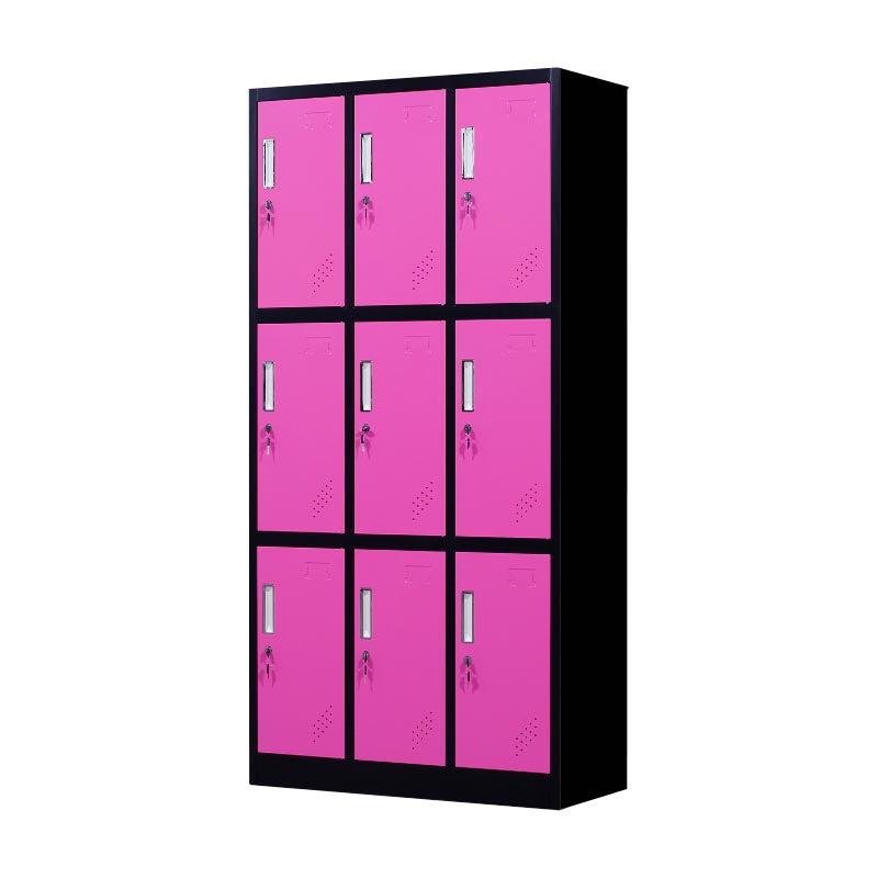 Metal Matte Finish Cabinet Contemporary Style Storage Cabinet with Hinged Doors Rose Red-Black 9 Clearhalo 'Armoires & Wardrobes' 'armoires_wardrobes' 'Bedroom Furniture' 'furn' 'furn_armoires_wardrobes' 'Furniture' 5933375