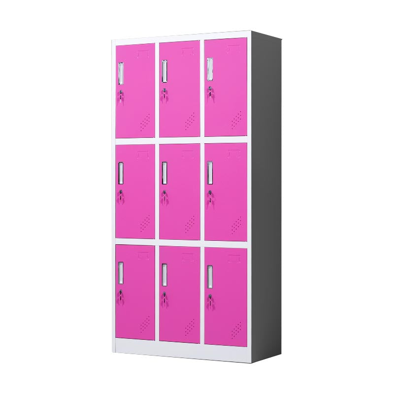 Metal Matte Finish Cabinet Contemporary Style Storage Cabinet with Hinged Doors Rose Red-White 9 Clearhalo 'Armoires & Wardrobes' 'armoires_wardrobes' 'Bedroom Furniture' 'furn' 'furn_armoires_wardrobes' 'Furniture' 5933376