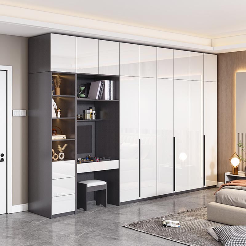 Contemporary Wooden Wardrobe White Colour Wardrobe Closet with Garment Rod