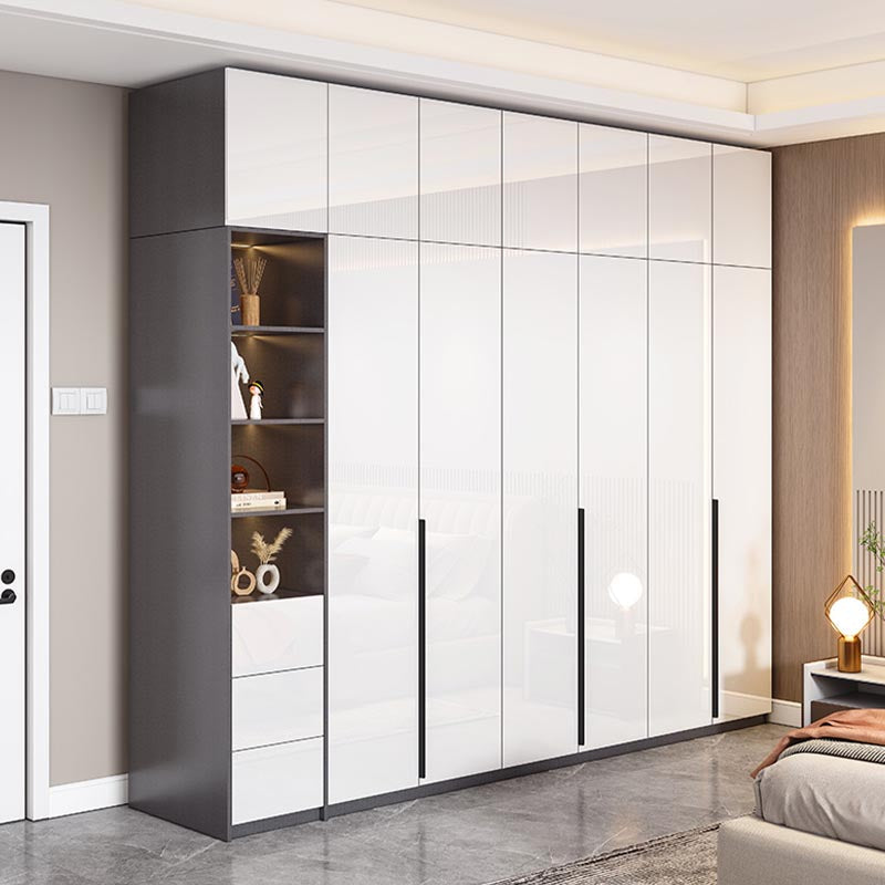Contemporary Wooden Wardrobe White Colour Wardrobe Closet with Garment Rod