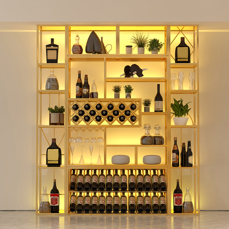 Luxe metalen wijnhouder rek vrijstaand met plankwijnrek 78.7 "h