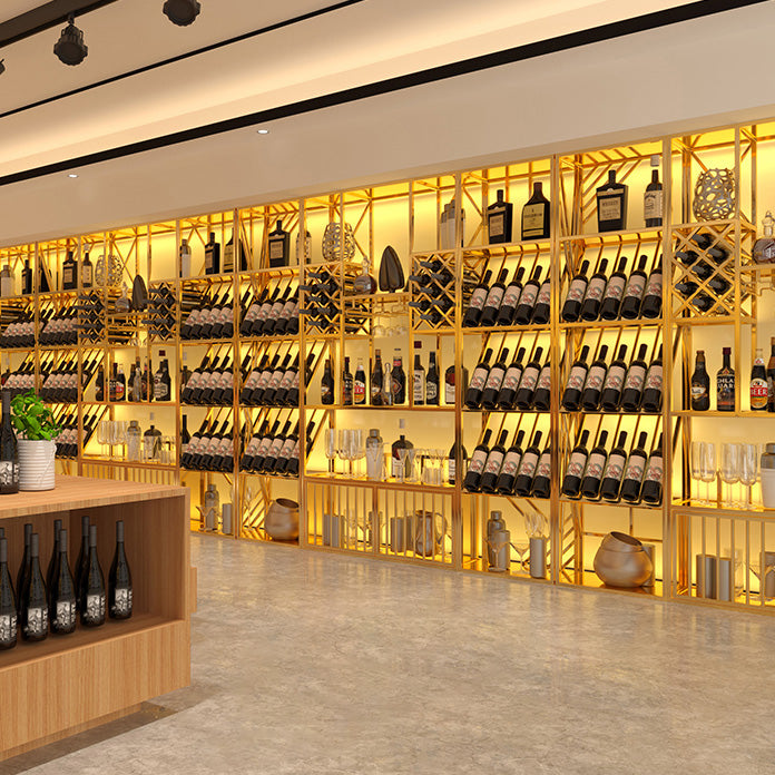 Rack de porte-vin en métal de luxe autoportant avec un casier à vin étagère 78,7 "H
