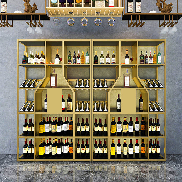 Metal Floor Wine Bottle Rack Glam Wine Bottle Holder with Shelf Clearhalo 'furn' 'furn_wine_racks' 'Furniture' 'Kitchen & Dining Furniture' 'Wine Racks' 'wine_racks' 5933495