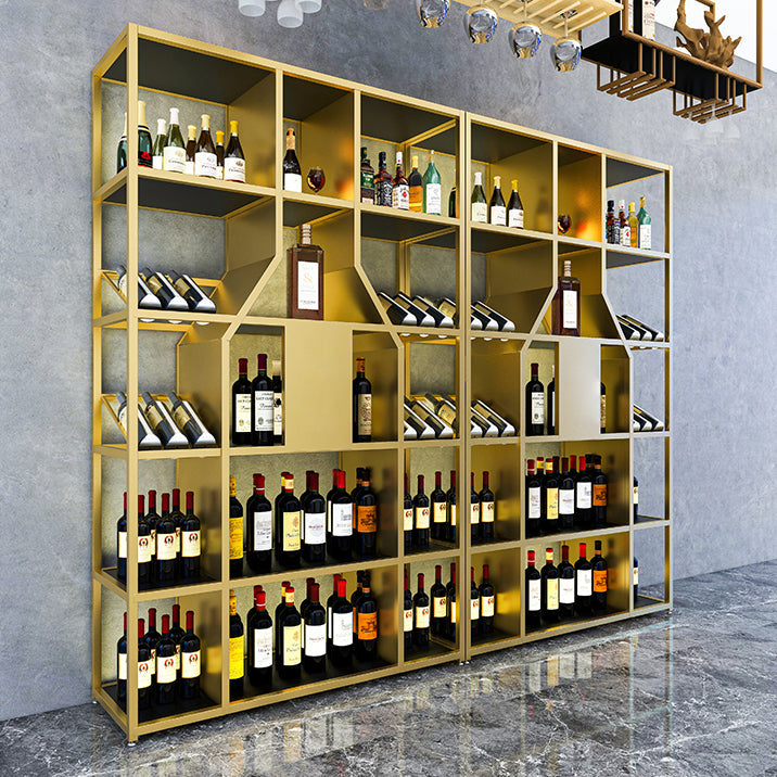 Metal Floor Wine Bottle Rack Glam Wine Bottle Holder with Shelf Clearhalo 'furn' 'furn_wine_racks' 'Furniture' 'Kitchen & Dining Furniture' 'Wine Racks' 'wine_racks' 5933496