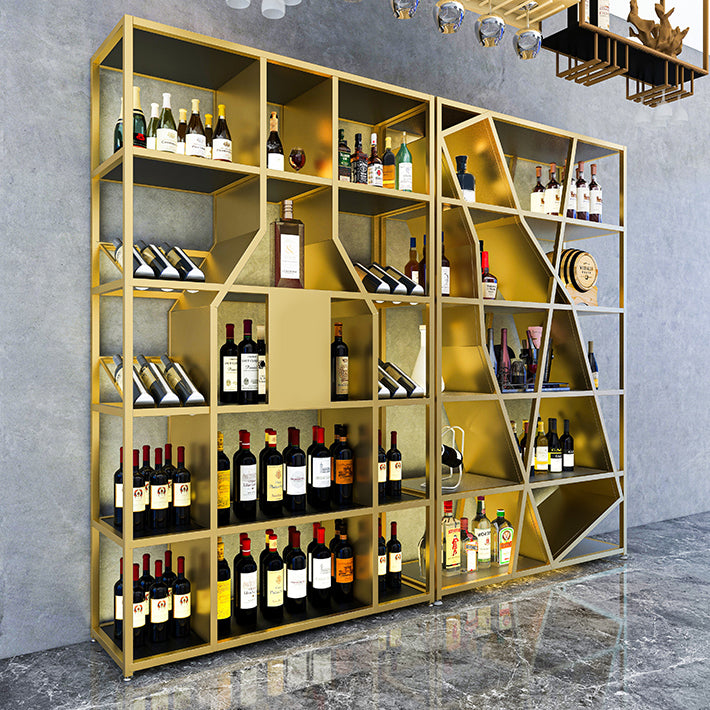Metal Floor Wine Bottle Rack Glam Wine Bottle Holder with Shelf Clearhalo 'furn' 'furn_wine_racks' 'Furniture' 'Kitchen & Dining Furniture' 'Wine Racks' 'wine_racks' 5933505