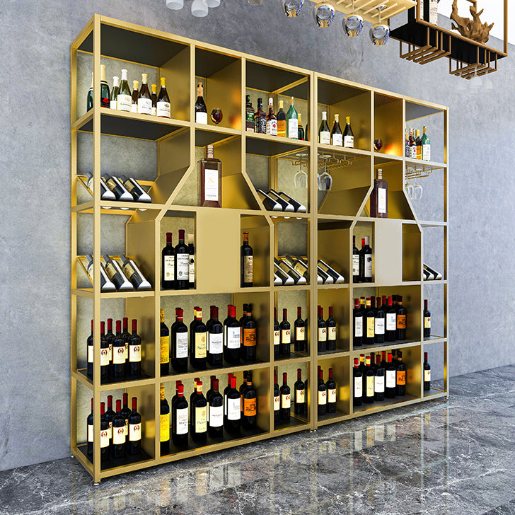 Metal Floor Wine Bottle Rack Glam Wine Bottle Holder with Shelf Clearhalo 'furn' 'furn_wine_racks' 'Furniture' 'Kitchen & Dining Furniture' 'Wine Racks' 'wine_racks' 5933508