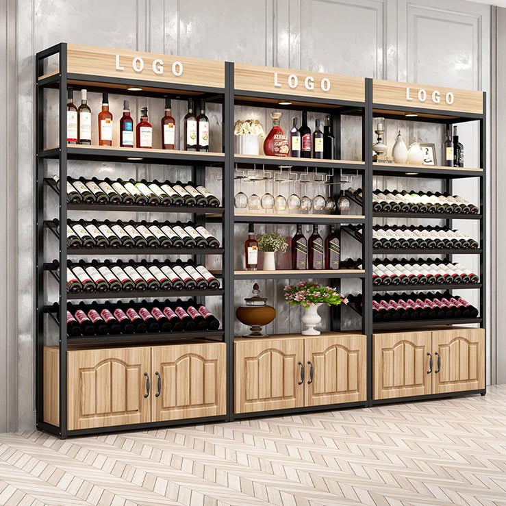 Mid-Century Modern Wine Holder Floor Solid Wood Wine Rack with Shelf Clearhalo 'furn' 'furn_wine_racks' 'Furniture' 'Kitchen & Dining Furniture' 'Wine Racks' 'wine_racks' 5933599