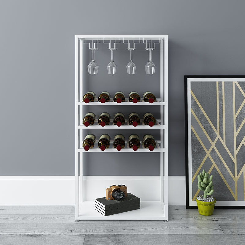 Modern Floor Wine Holder Rack Stemware Holder Metal Wine Rack 19.7"L x 9.8"W x 39.4"H Gloss White Clearhalo 'furn' 'furn_wine_racks' 'Furniture' 'Kitchen & Dining Furniture' 'Wine Racks' 'wine_racks' 5933621