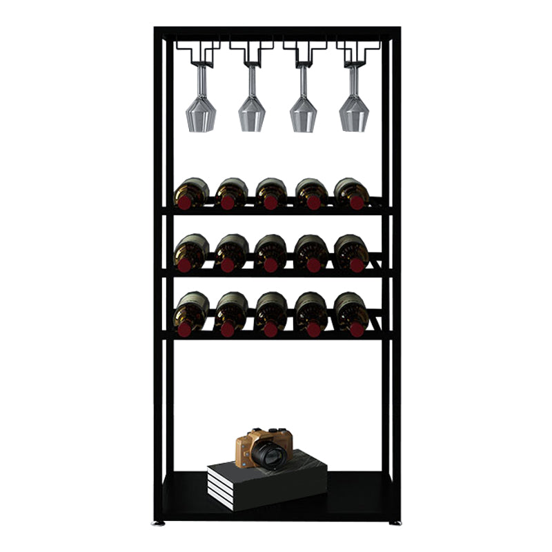 Modern Floor Wine Holder Rack Stemware Holder Metal Wine Rack 19.7"L x 9.8"W x 39.4"H Matte Black Clearhalo 'furn' 'furn_wine_racks' 'Furniture' 'Kitchen & Dining Furniture' 'Wine Racks' 'wine_racks' 5933631