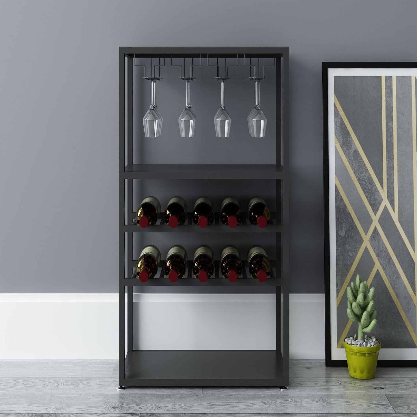 Modern Floor Wine Holder Rack Stemware Holder Metal Wine Rack Clearhalo 'furn' 'furn_wine_racks' 'Furniture' 'Kitchen & Dining Furniture' 'Wine Racks' 'wine_racks' 5933632