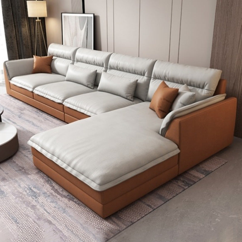 Moderne sectionals faux lederen kussen bovenarm sectionals. 134 inch