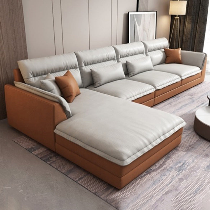 Moderne sectionals faux lederen kussen bovenarm sectionals. 134 inch