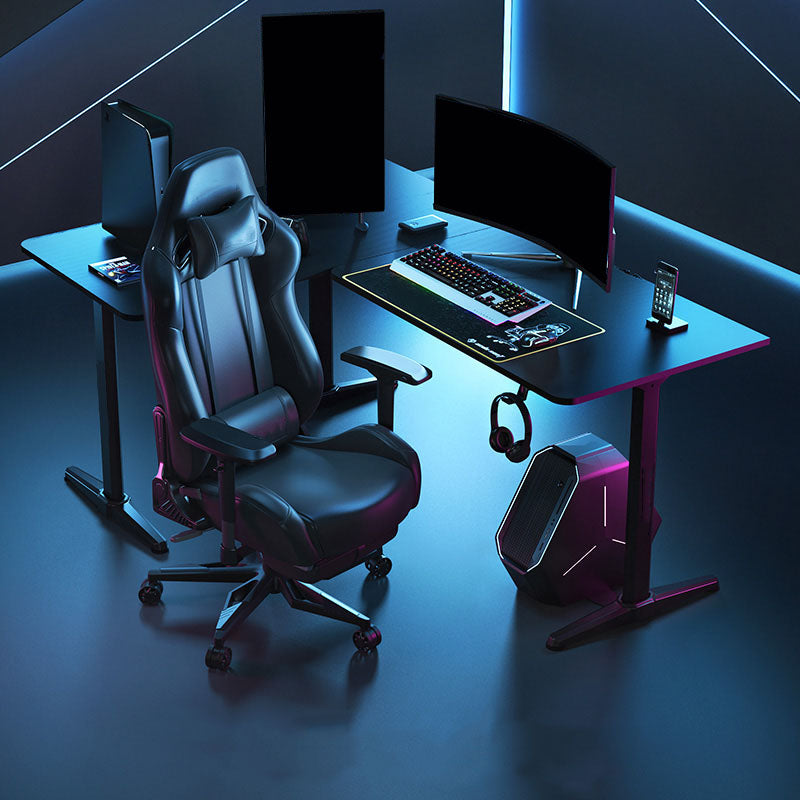 Home Industrial Lépre de jeux en forme de L Bureau d'écriture en bois avec des jambes en métal