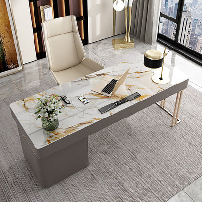 Rectangular Office Executive Desk Cable Management Beige Office Desk with Drawers