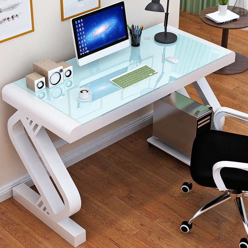 23" Wide Modern Gaming Desk Rectangular Mirrored Office Desk White Clearhalo 'furn' 'furn_office_desk' 'Furniture' 'Office Desks' 'Office Furniture' 'office_desk' 5933801